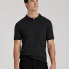 Black Veylorin Classic Fit Two Button Short Sleeve Polo Shirt Nuviandcasao