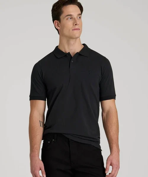 Black Veylorin Classic Fit Two Button Short Sleeve Polo Shirt Nuviandcasao