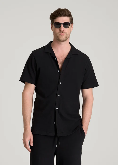 Black Zervalon Relaxed Fit Short Sleeve Button Front Collared Shirt Nuviandcasao 1 - nuviandcasa Black Zervalon Relaxed Fit Short Sleeve Button Front Collared Shirt Nuviandcasao