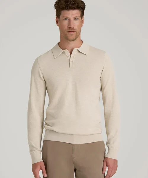 Ivory Velquorin Long Sleeve Knit Polo Sweater Nuviandcasao Button Front Collar