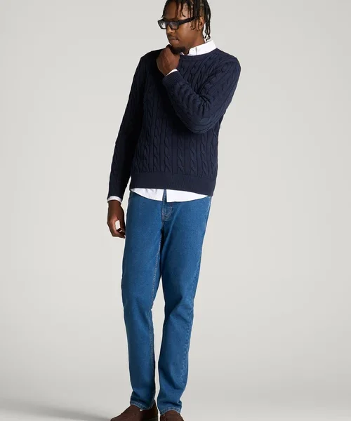 Navy Blue Orvelith Cable Knit Crewneck Long Sleeve Sweater Nuviandcasao 2 - nuviandcasa