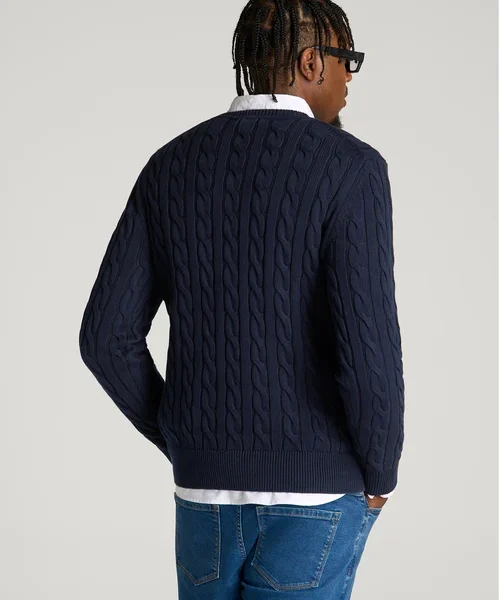 Navy Blue Orvelith Cable Knit Crewneck Long Sleeve Sweater Nuviandcasao 3 - nuviandcasa