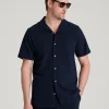 Navy Blue Vorellian Nuviandcasao Short Sleeve Button Front Relaxed Fit Shirt