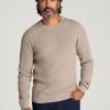 Warm Taupe Veylorris Ribbed Knit Raglan Sleeve Crewneck Sweater Nuviandcasao