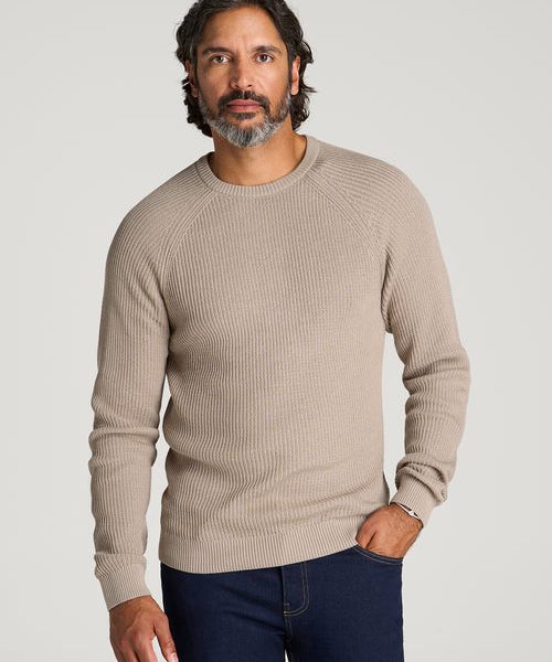 Warm Taupe Veylorris Ribbed Knit Raglan Sleeve Crewneck Sweater Nuviandcasao